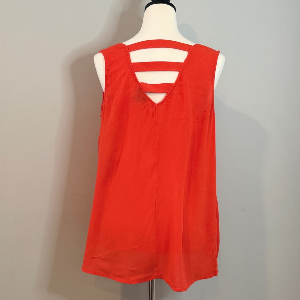 a.n.a. A New Approach Orange V Neck Strappy Back Sleeveless Tunic Top M - Picture 2 of 11